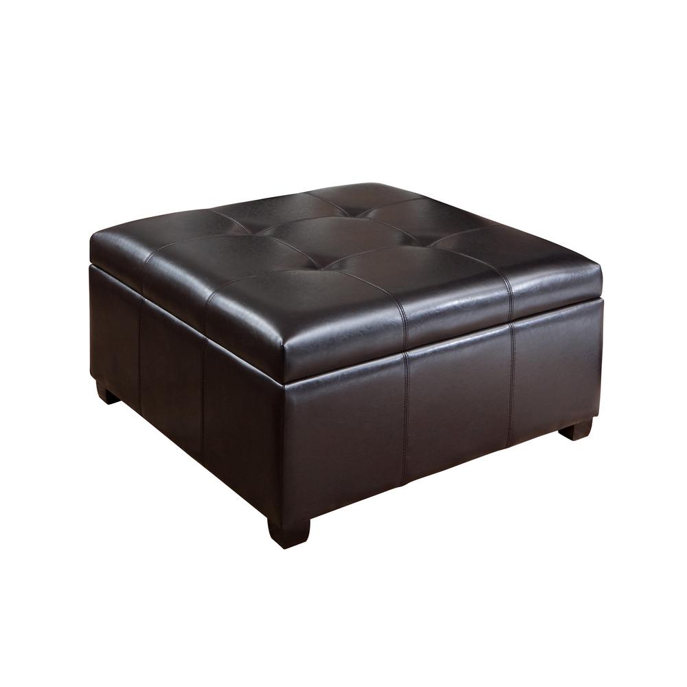 Noble House Carlsbad Espresso Brown Bonded Leather Storage Ottoman401