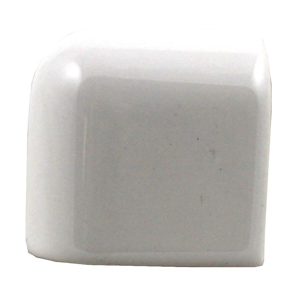 Daltile Semi-Gloss White 2 in. x 2 in. Ceramic Mudcap Bullnose Outside