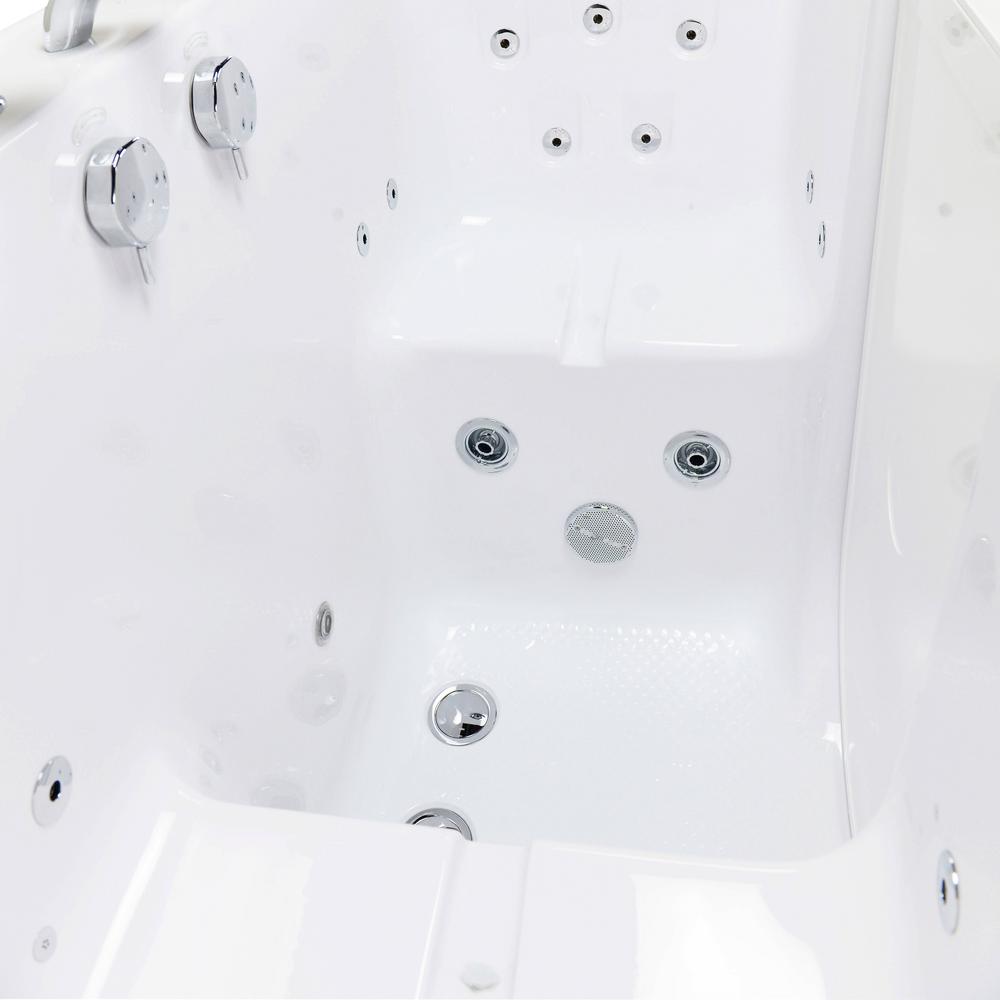 Ella Tub4two 60 In Walk In Whirlpool And Microbubble Bathtub In White Rh Outward Door Heated Seat Faucet 2 In Dual Drain O2sa3260hmh R The Home Depot