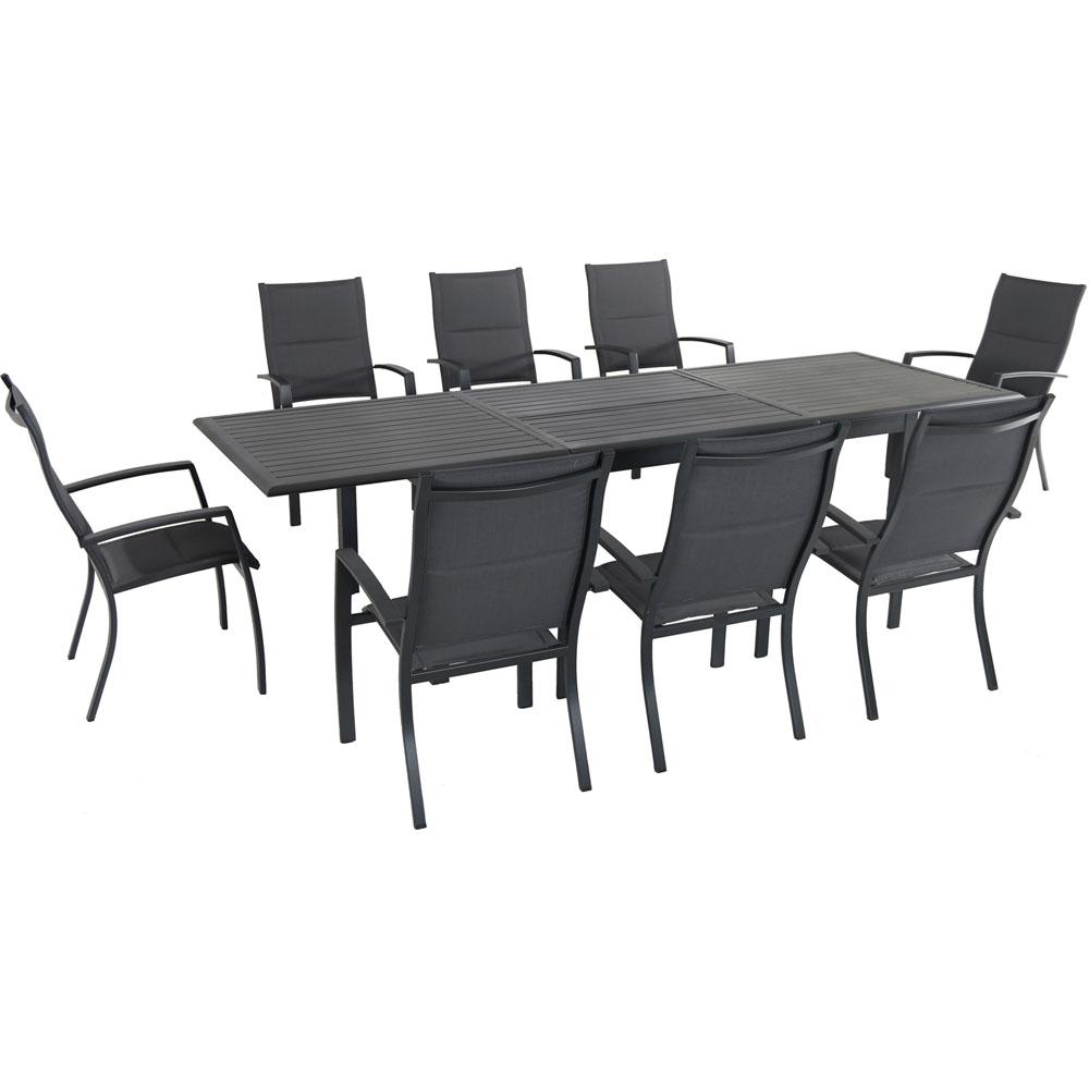 dining sling outdoor expandable chairs table aluminum hanover dawson padded piece seating patio gry capacity