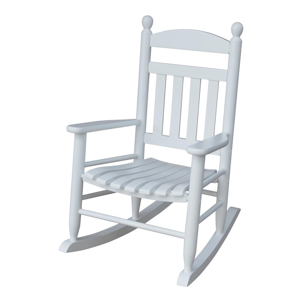 Unbranded Youth Slat White Wood Outdoor Patio Rocking Chair-201SW-RTA