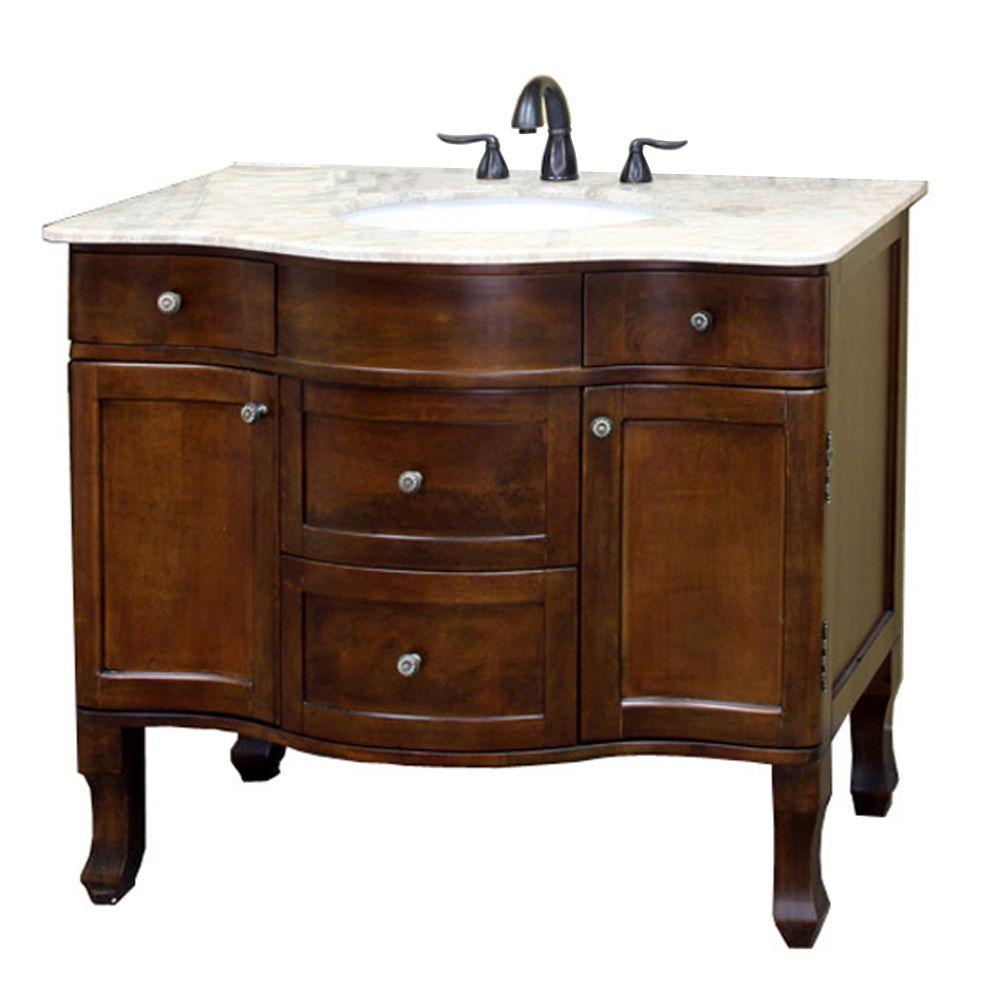 Bellaterra Home Yorkshire 39 In Single Vanity Walnut With Marble Bellaterra Home Yorkshire 39 In Single Vanity Walnut With Marble Top Cream