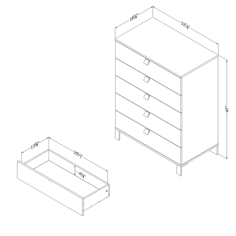 South Shore Spark 5 Drawer Chocolate Chest 3259035 The Home Depot