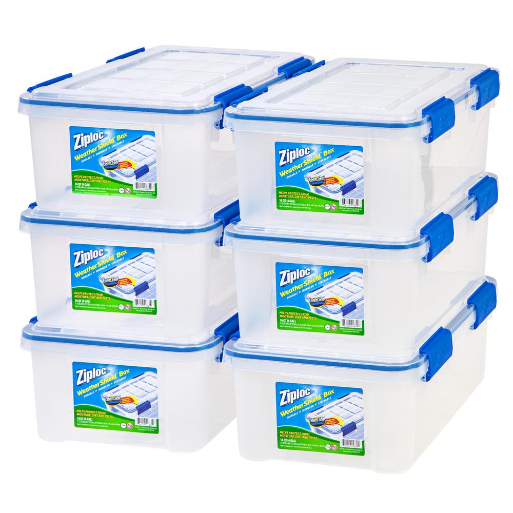 Iris 16 Qt Ziploc Weather Shield Storage Box In Clear Pack Of 6 Iris 16 Qt Ziploc Weather Shield Storage Box In Clear Pack Of 6