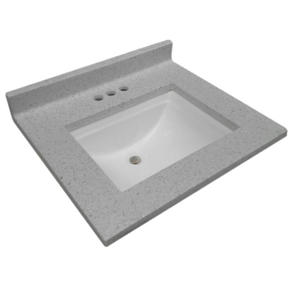 Design House 37 In W Cultured Marble Vanity Top In Frost With Solid White Basin And 4 In Faucet Spread 563544 The Home Depot