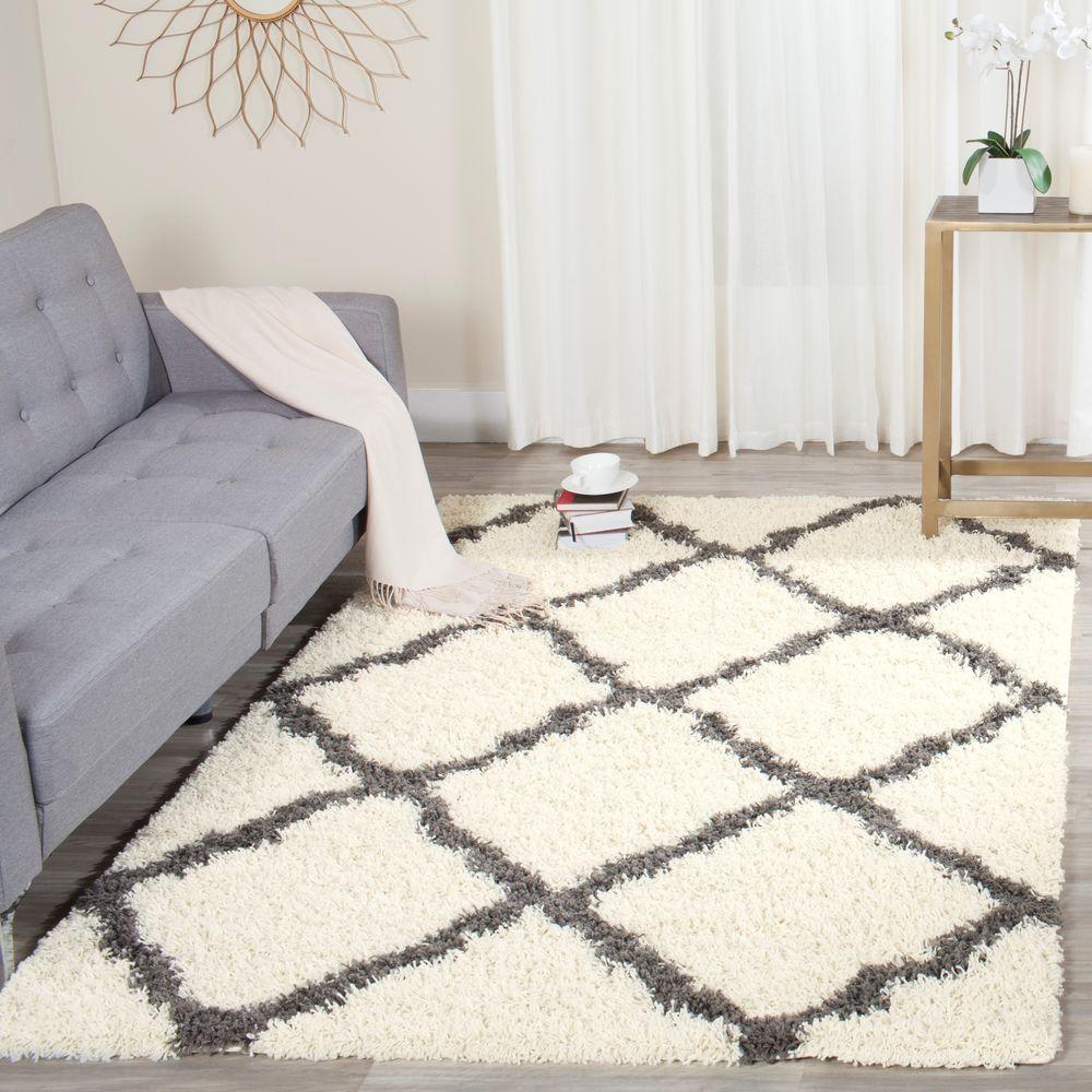 Safavieh Dallas Shag Ivory Dark Gray Ft X Ft Area Rug SGD H The Home Depot