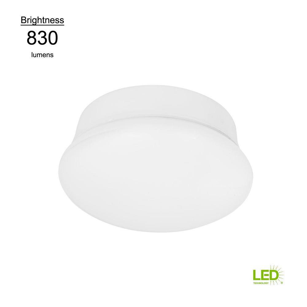 Lightbulb Replacement Fixture 7 in. Round White 60 Watt Equivalent Integrated LED Flushmount (Bright White)