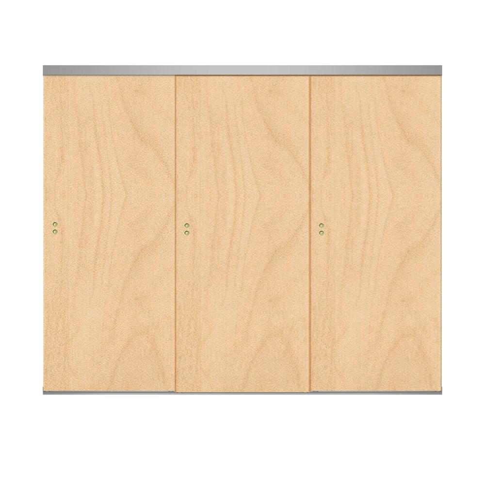 Impact Plus 90 In X 80 Smooth Flush Stain Grade Maple Solid 90 In X 80 Smooth Flush Stain Grade Maple Solid Core Mdf Interior Closet Sliding Door With Chrome Trim