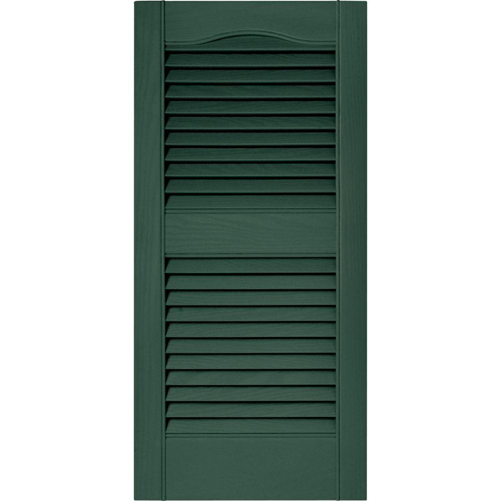 Builders Edge 15 in. x 31 in. Louvered Vinyl Exterior Shutters Pair in 028 Forest Green