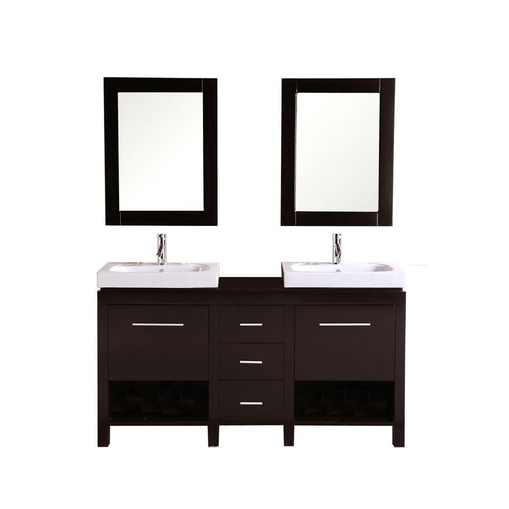 Kokols Monterey 60 in. Vanity in Espresso with Integrated Porcelain