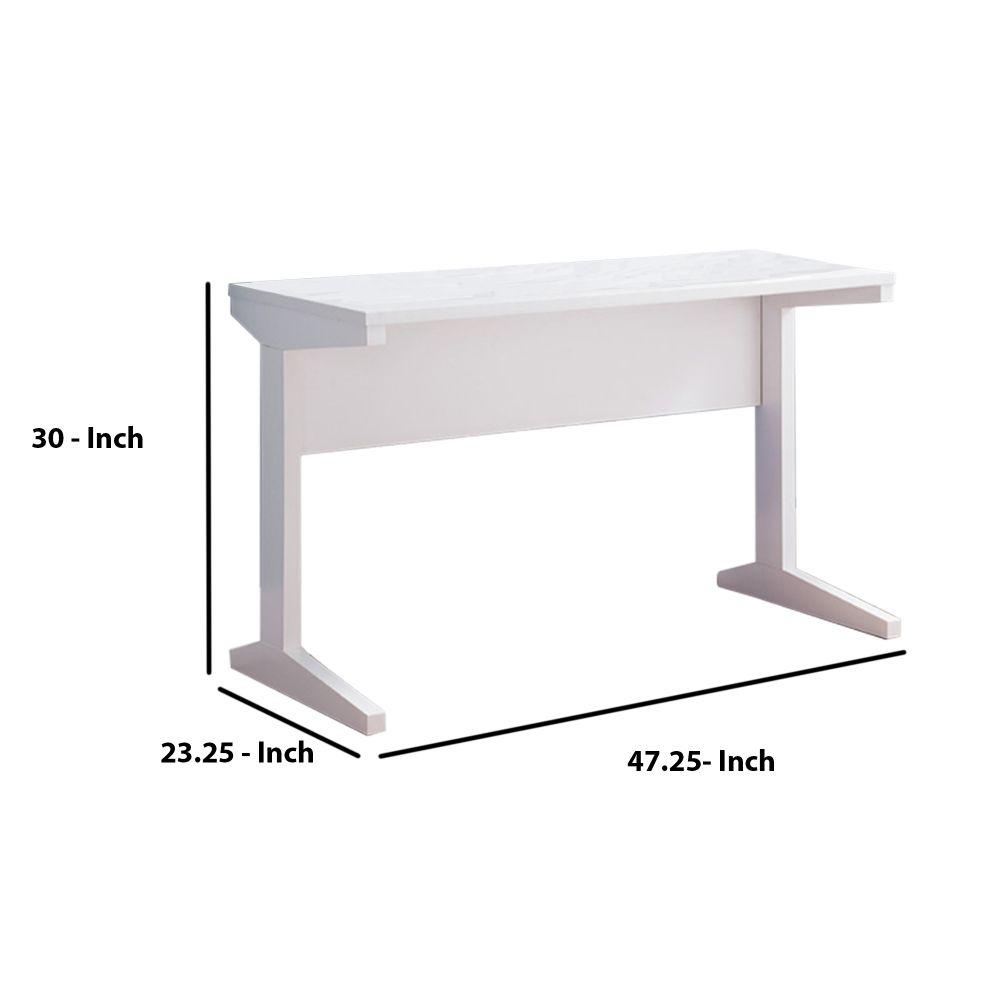 Benjara Contemporary Style White Desk With Wide Top Bm144468 The