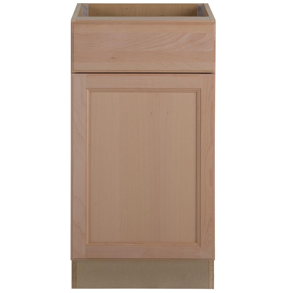 Hampton Bay Easthaven Shaker 18x34.5x24 in. Frameless Base Cabinet with Drawer in Unfinished Beech