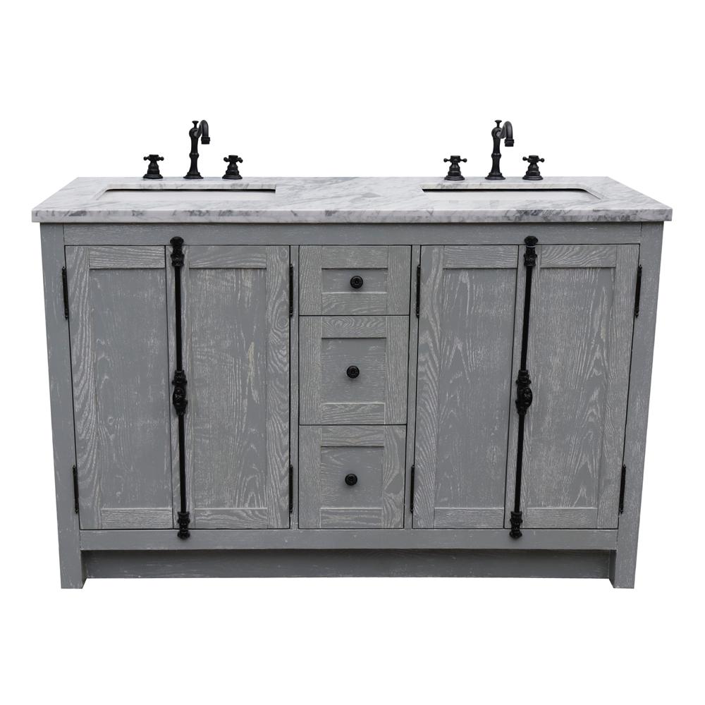 Bellaterra Home Plantation 55 In W X 22 In D Double Bath Vanity In White With Marble Vanity Top In White With White Rectangle Basins Bt100 55 Ga Wm The Home Depot