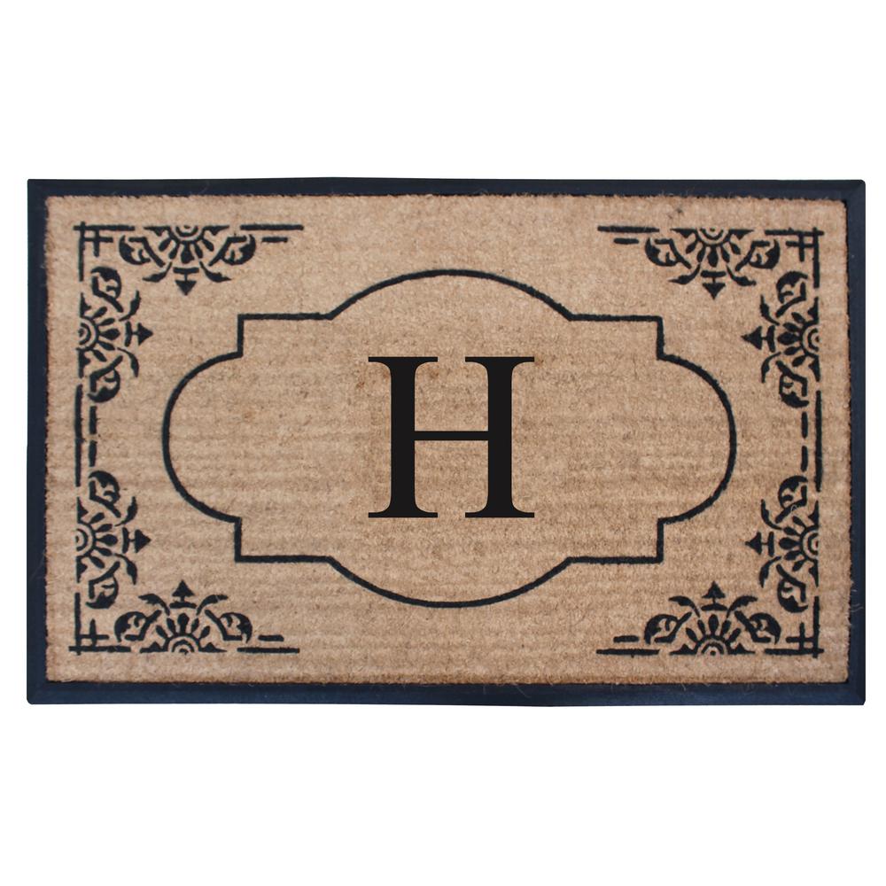 Hand Crafted 30 In X 48 Coir Double Doormat Monogrammed H Coir Double Doormat Monogrammed H