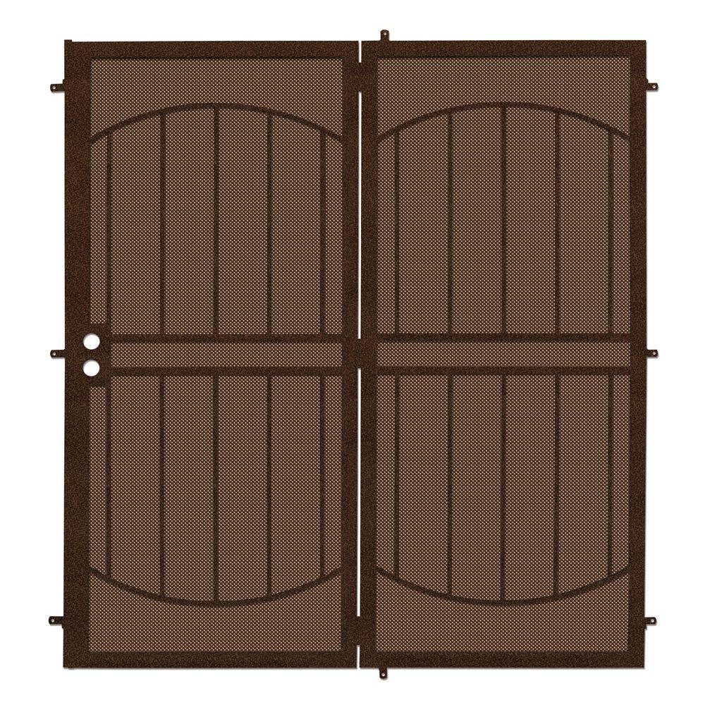 Unique Home Designs 72 In X 80 Arcadamax Copper Projection Arcadamax Copper Projection Mount Outswing Steel Patio Security Door With Perforated Metal Screen