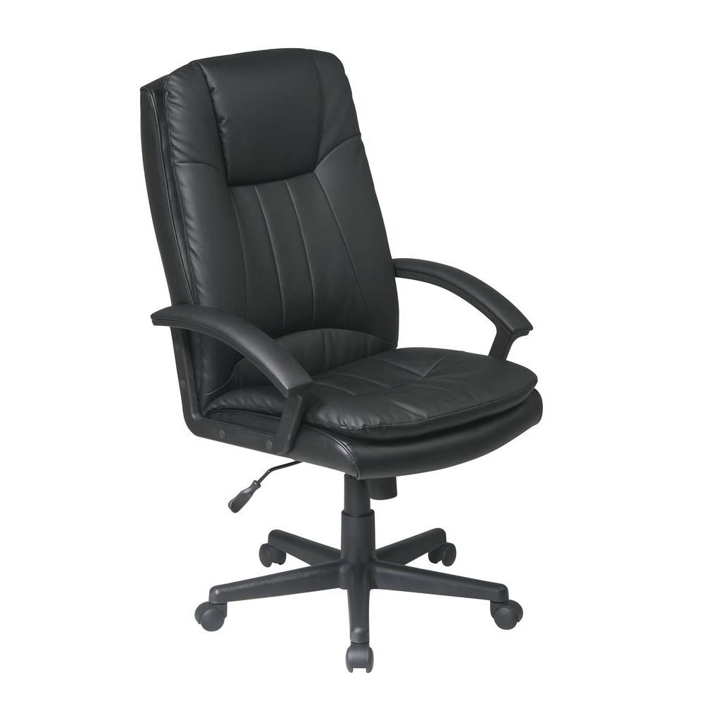 Office Star S Black Eco Leather Executive Chair Office Star S Black Eco Leather Executive Chair Ec22070 Ec3 The Home Depot