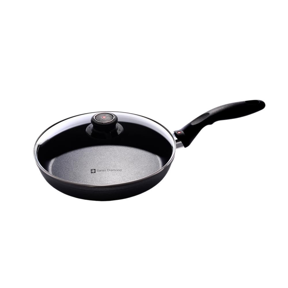 Swiss Diamond Classic Series 9 5 In Non Stick Fry Pan With Lid 6424C   Gray Swiss Diamond Skillets 6424c 64 1000 