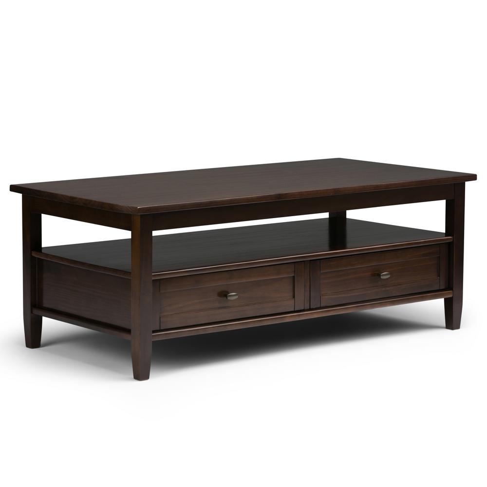 Simpli Home Warm Shaker Solid Wood 48 in. Wide Rustic Coffee Table in ...