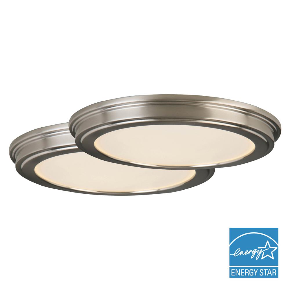 Pick Up Today Flush Mount Lights Lighting The Home Depot 24 Watt Brushed Nickel Integrated Led Ceiling Flushmount 2 Pack