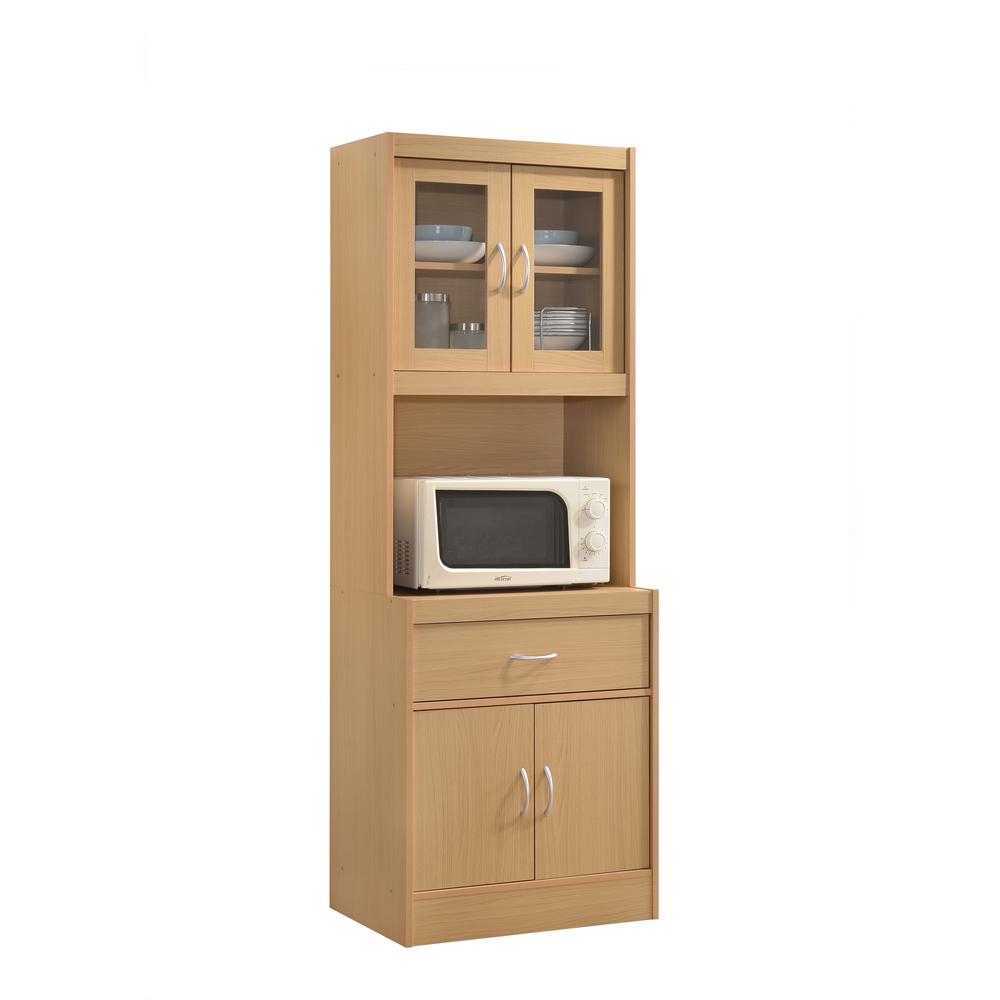 Wood Oak Display Cabinets Kitchen Dining Room Furniture China Cabinet Beech With Microwave Shelf