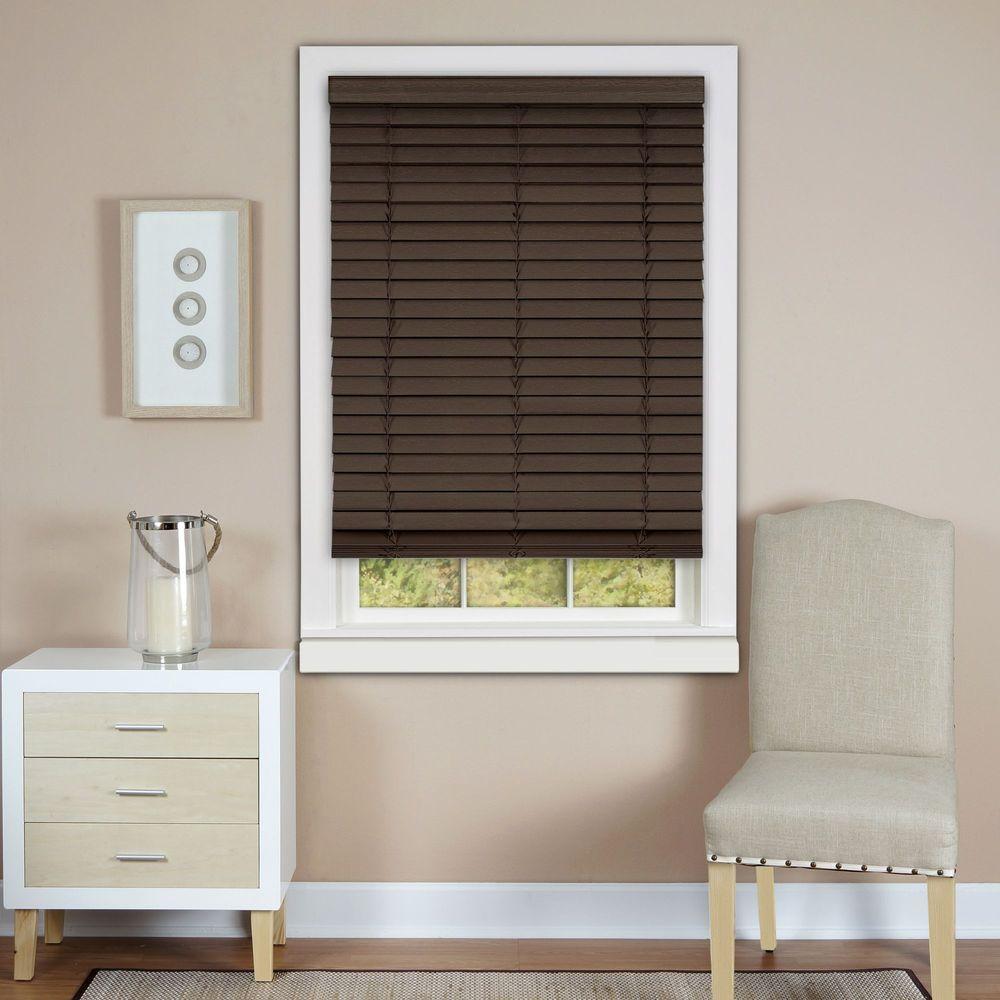 Achim Home Furnishings Madera Falsa 2-Inch Slat Faux Wood Plantation Blind White MFCO27WH02 27 by 64-Inch