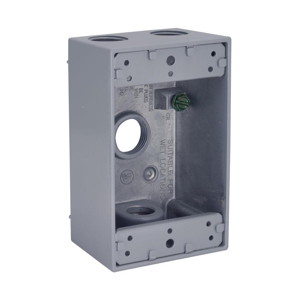 BELL Gray 1-Gang 4-Outlets 1/2 in. Threaded Weatherproof Box-5321-0B ...