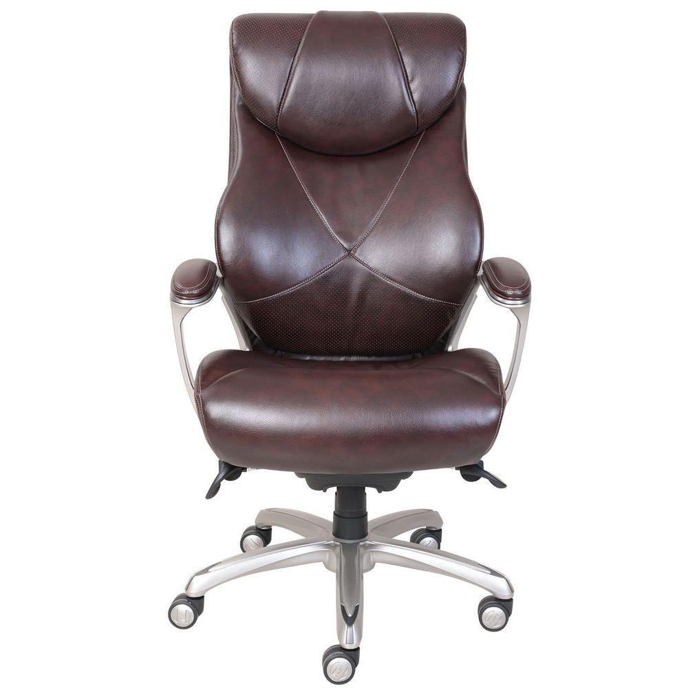 La Z Boy Cantania Coffee Brown Bonded Leather Executive Office