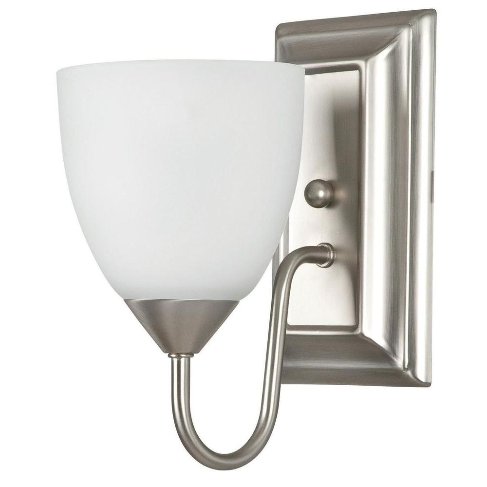 Sunset Guard 1-Light Satin Nickel Sconce-F3621-53 - The Home Depot