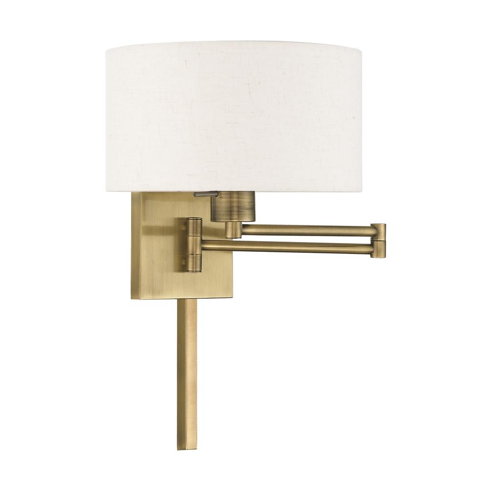 Livex Lighting 1 Light Antique Brass Swing Arm Wall Lamp 40037 01
