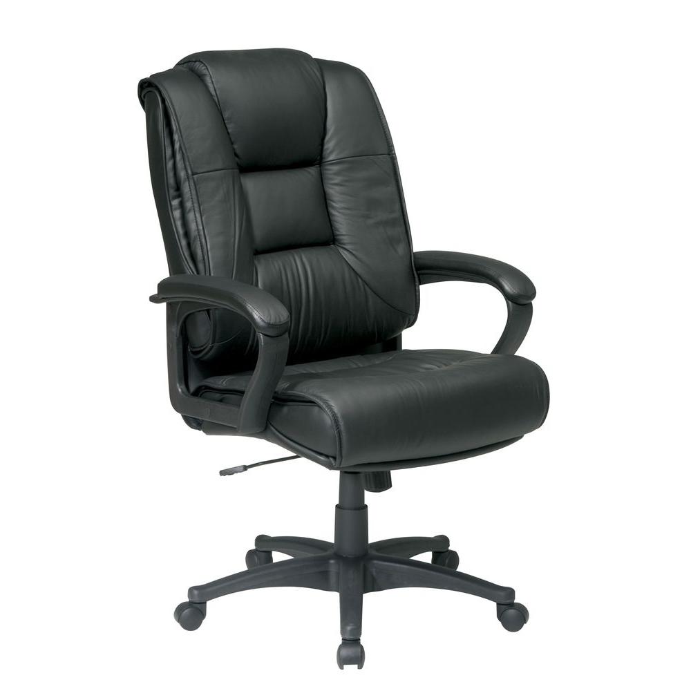 Work Smart Black Leather High Back Office Chair-EX5162-G13 - The Home Depot