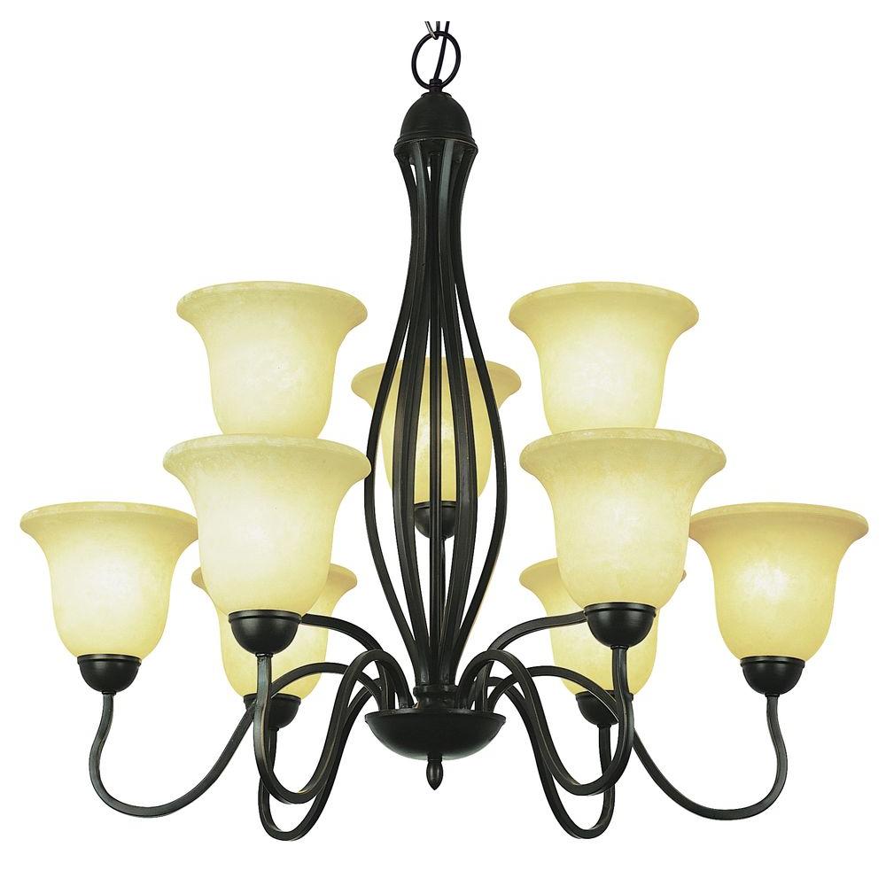 Bel Air Lighting Chandeliers The Home Depot Stewart 9 Light Rubbed Oil Bronze Chandelier With Champagne Frost Glass Shades