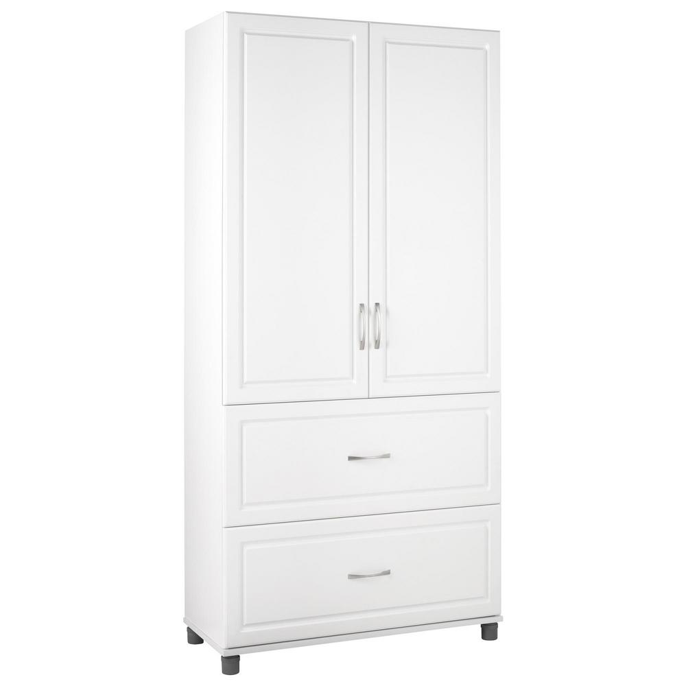 Ameriwood Home 74 in. H x 36 in. W x 15 in. D Trailwinds White 2Door/2Drawer Freestanding