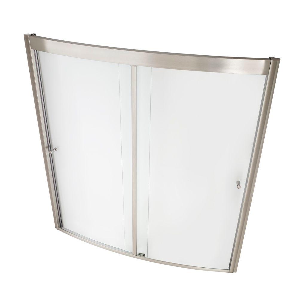 American Standard Ovation 60 In X 58 In Framed Sliding Tub Shower Door In Satin Nickel