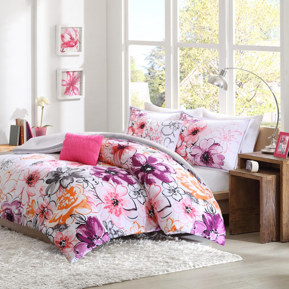 Intelligent Design Ashley 5 Piece Pink King California Fl Intelligent Design Ashley 5 Piece Pink King California Fl Comforter Set
