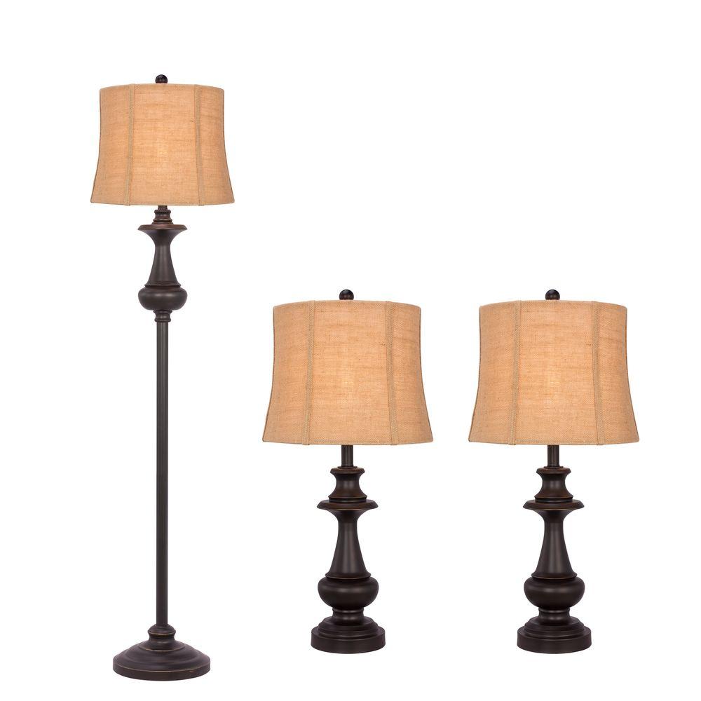 Fangio Lighting Madison Bronze Metal Lamp Set (3Piece)1486 The Home Depot