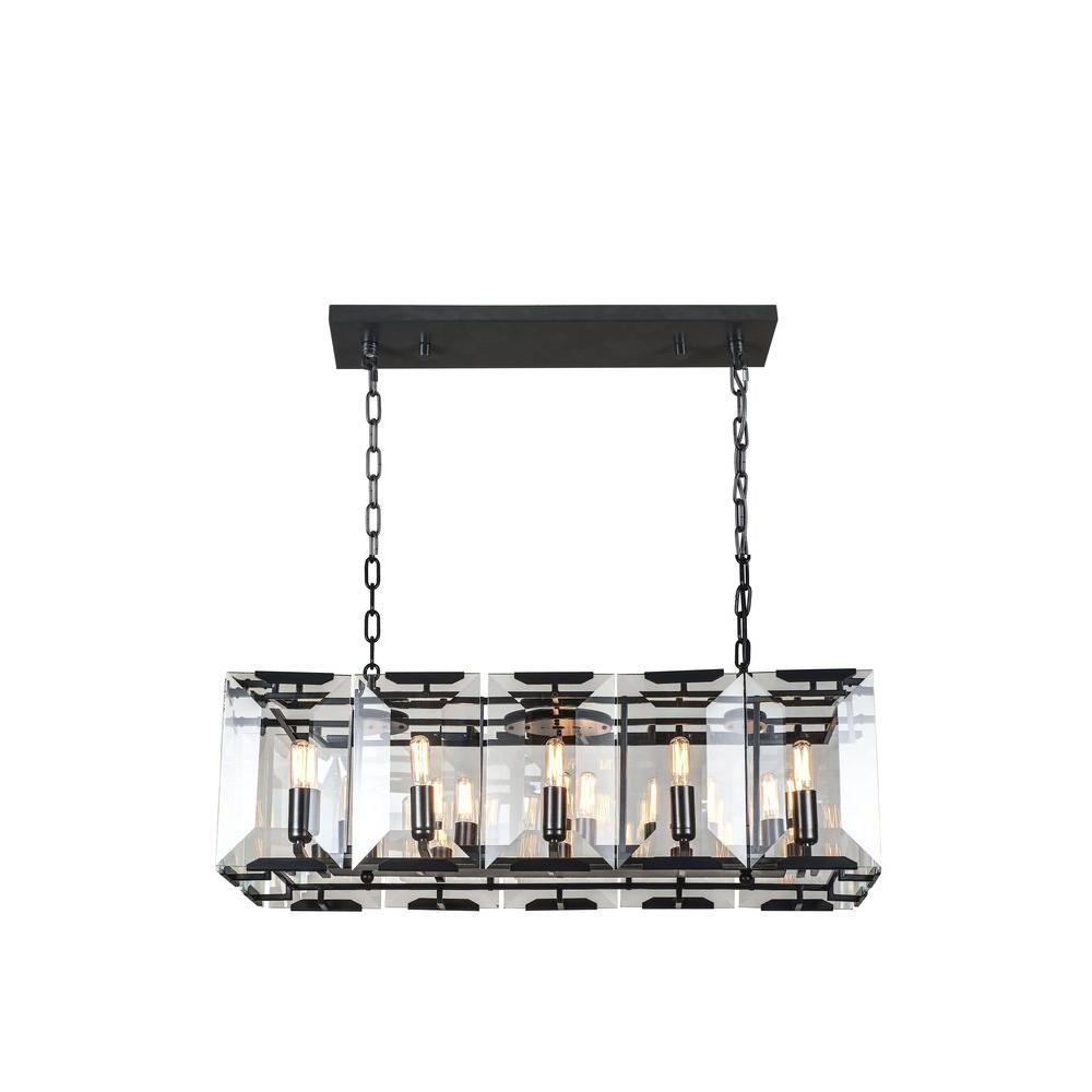 Elegant Lighting Monaco 10 Light Flat Black Matte Glass Crystal Elegant Lighting Monaco 10 Light Flat Black Matte Glass Crystal Clear Pendant