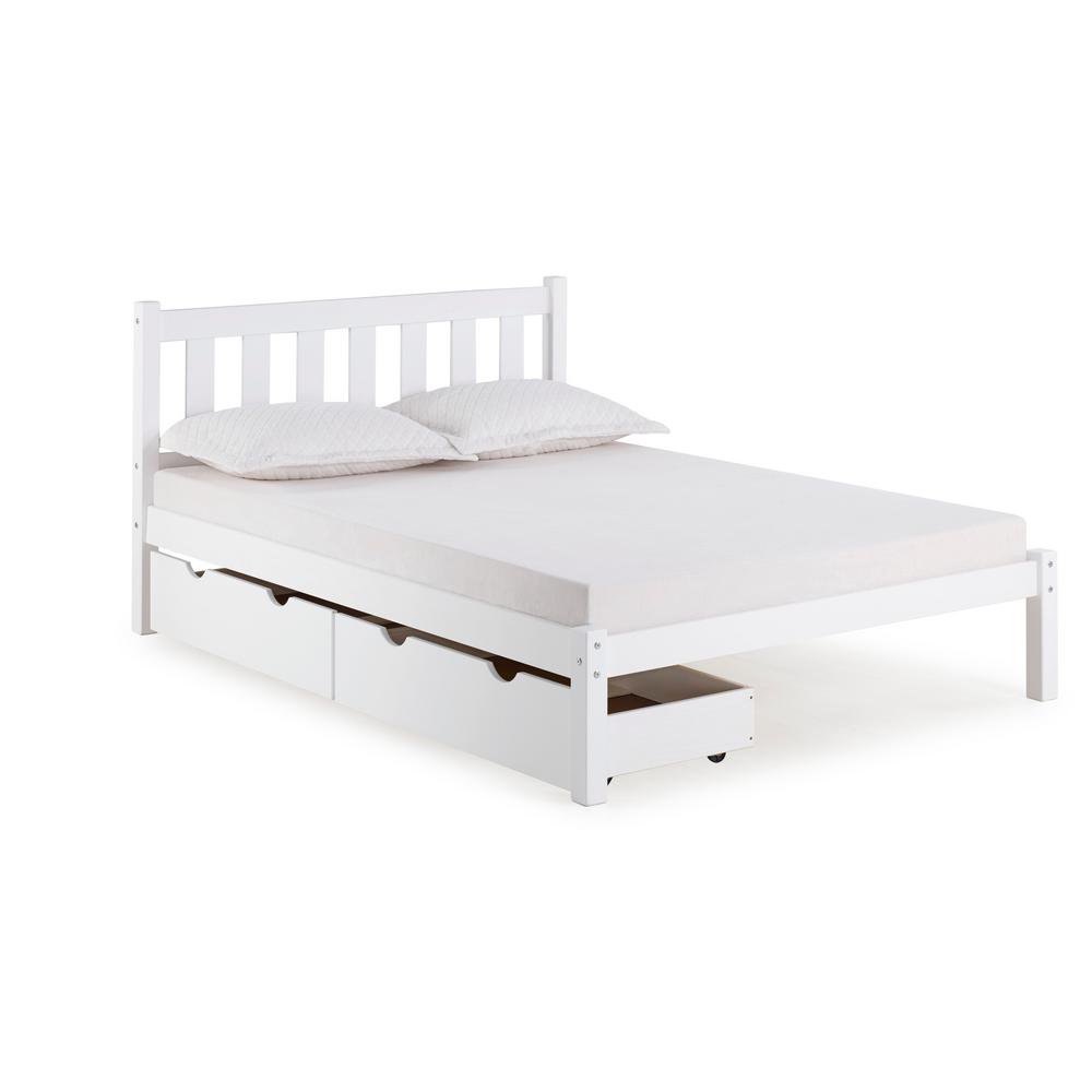 Alaterre Furniture Poppy White Full Bed With Storage Drawers