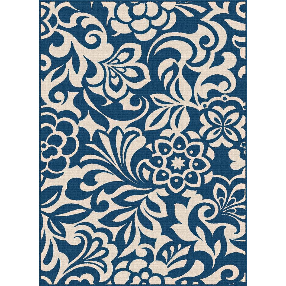 Tayse Rugs Tahari Navy 5 ft. 3 in. x 7 ft. 3 in. Indoor/Outdoor Area