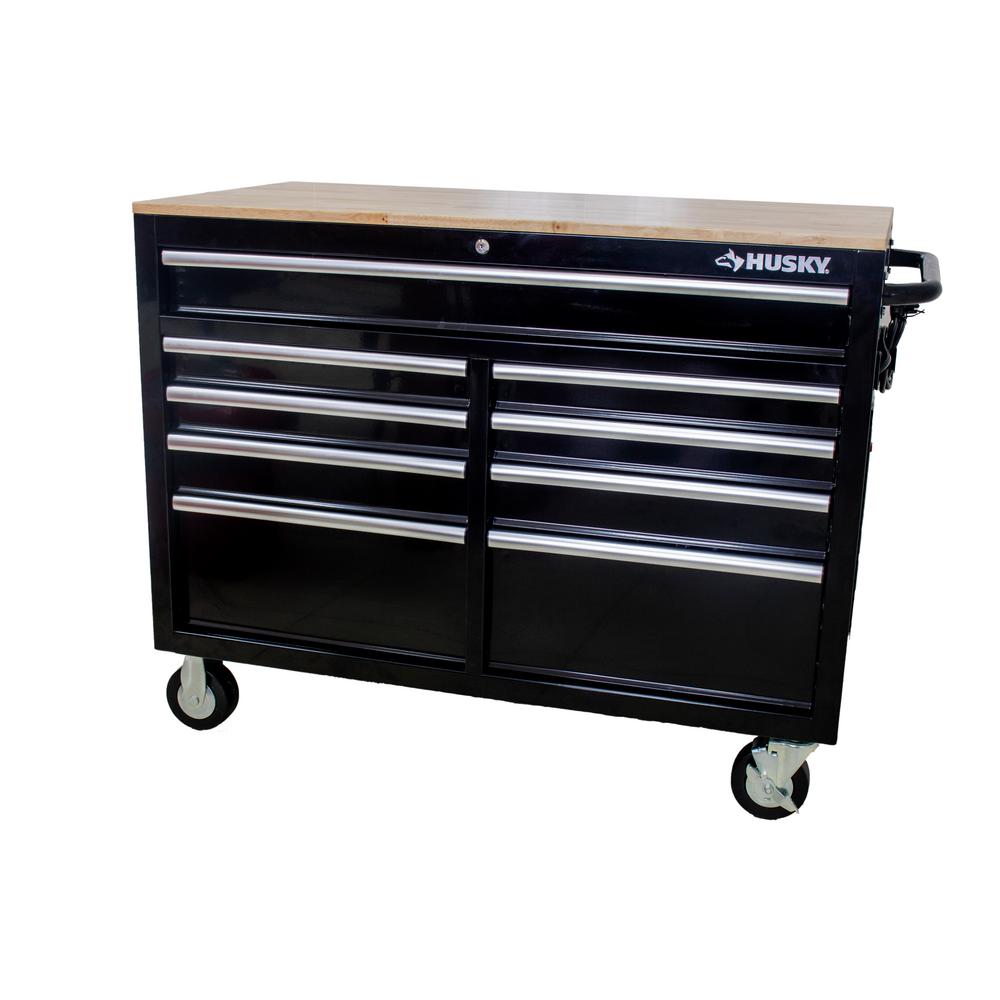 Husky 46 in. 9-Drawer Mobile Workbench in Black – BrickSeek