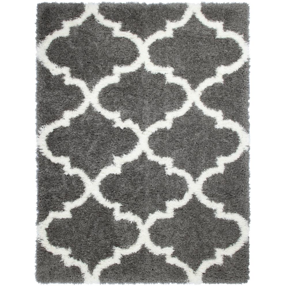 Ottomanson Flokati Collection Dark Gray 5 Ft 3 In X 7 Trellis Area Rug