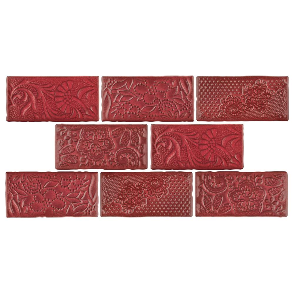 Red Ceramic Tile The Home Depot Antic Feelings Red Moon 3 In X 6 Ceramic Wall Tile 1