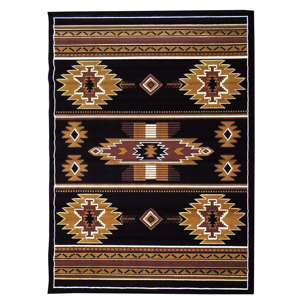 DonnieAnn TajMahal Southwestern Design Black 5 ft. 2 in. x 7 ft. Indoor