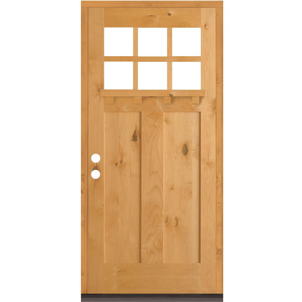 Krosswood Doors 36 in. x 96 in. Craftsman Knotty Alder Clear 6-Lite ...