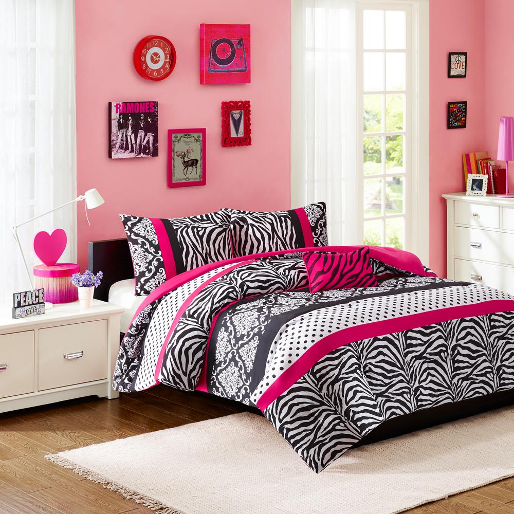Mi Zone Gemma 3 Piece Pink Twin Xl Print Comforter Set Mz10 227 Gemma 3 Piece Pink Twin Xl Print Comforter Set