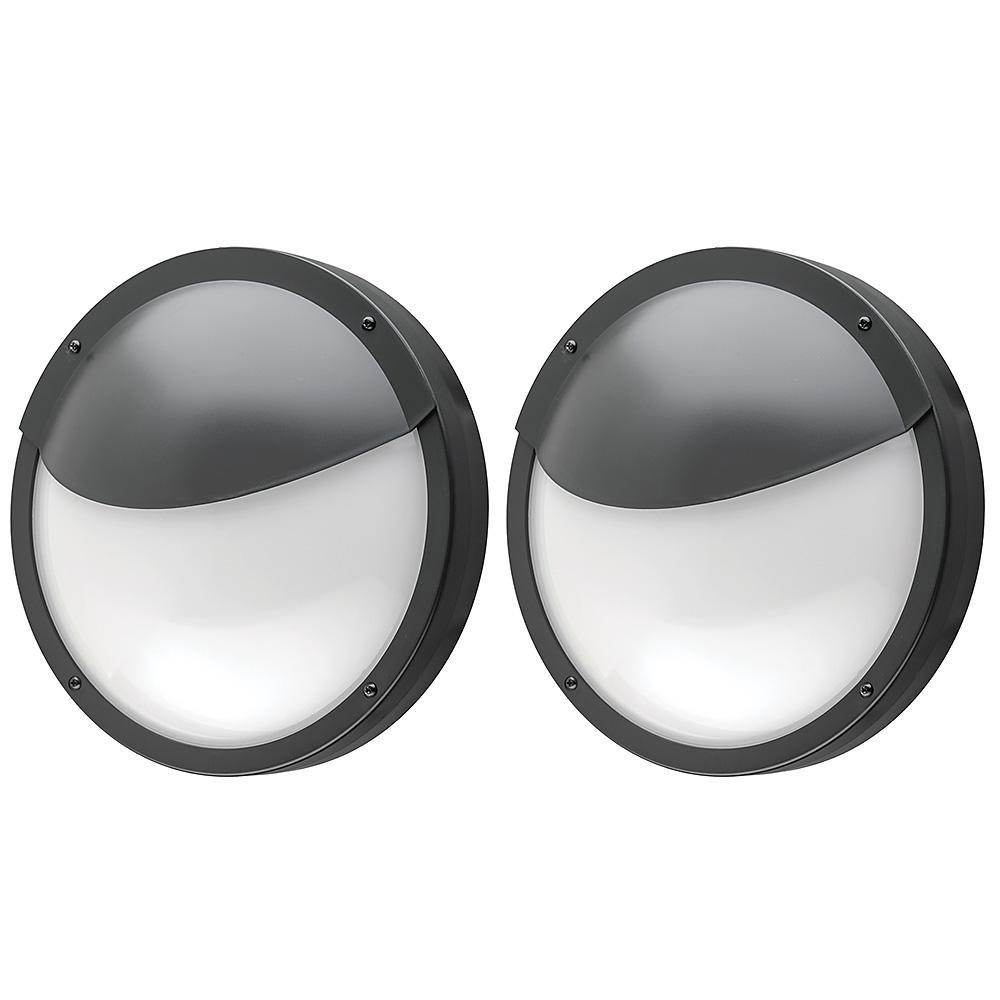 Eti Sbreaker Kit 10 In Black Round Led Outdoor Coastal Bulkhead Light Wall Ceiling Includes 2 Fixtures Half Guards