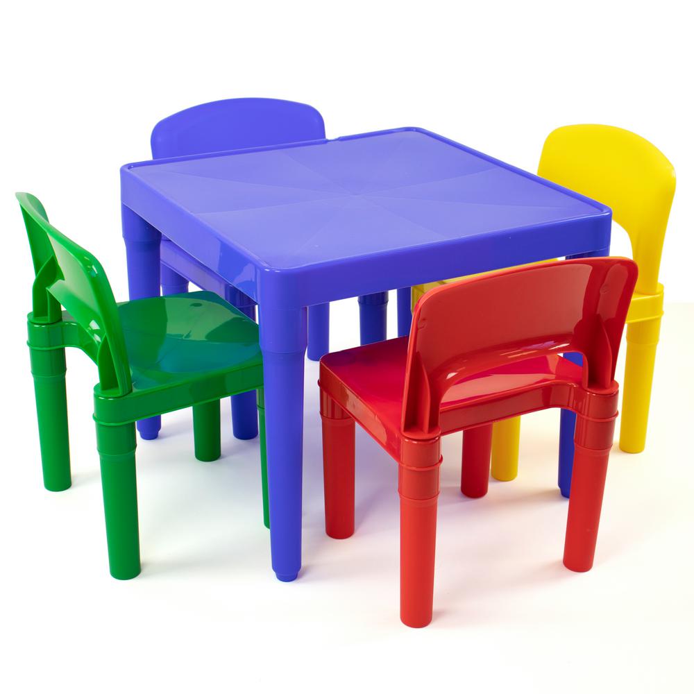 Playtime 5 Piece Primary Colors Kids Plastic Table And Chair Set Playtime 5 Piece Primary Colors Kids Plastic Table And Chair Set
