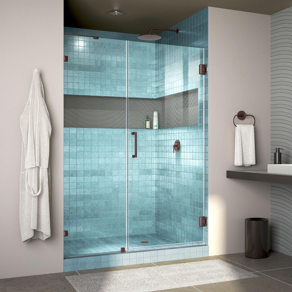 Dreamline Unidoor Lux 51 In X 72 Frameless Hinged Shower Door Oil Rubbed Bronze