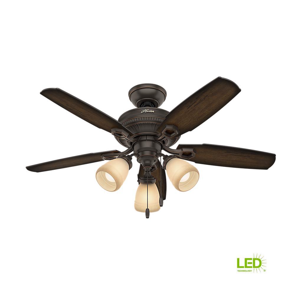 Westinghouse Xavier 44 In Brushed Nickel With Copper Accents Indoor Onyx Bengal Bronze Three Light Ceiling Fan