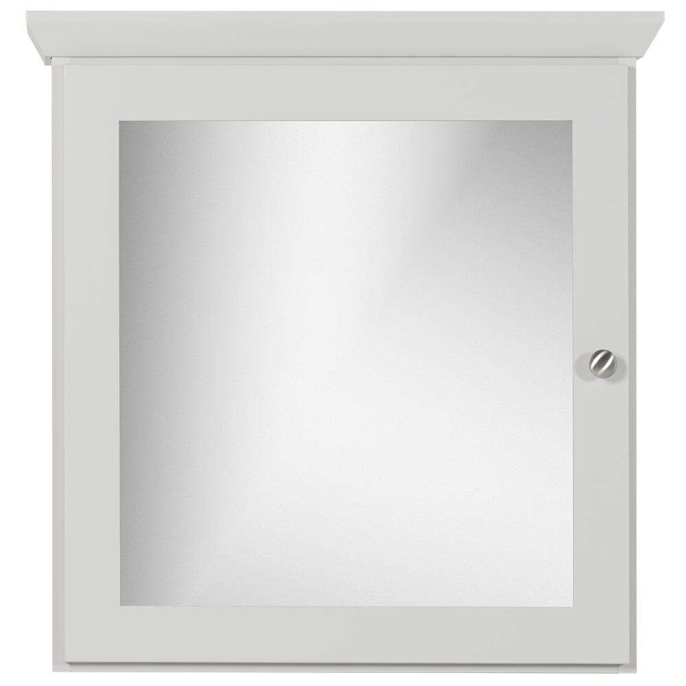 Simplicity By Strasser 24 In W X 27 In H X 6 5 In D Single Door Surface Mount Medicine Cabinet Square Mirror In Dewy Morning 01 469 2 The Home Depot