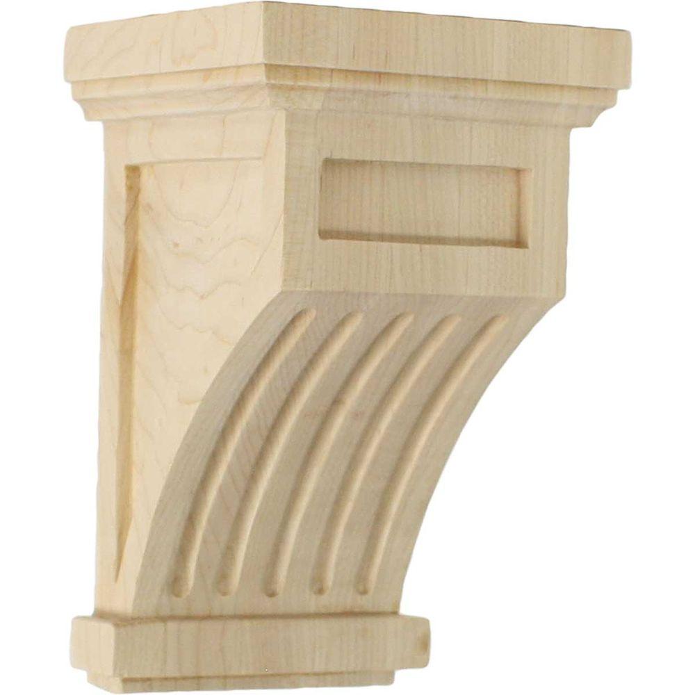 Ekena Millwork 4 1 4 In X 4 1 4 In X 7 In Red Oak Fluted Corbel